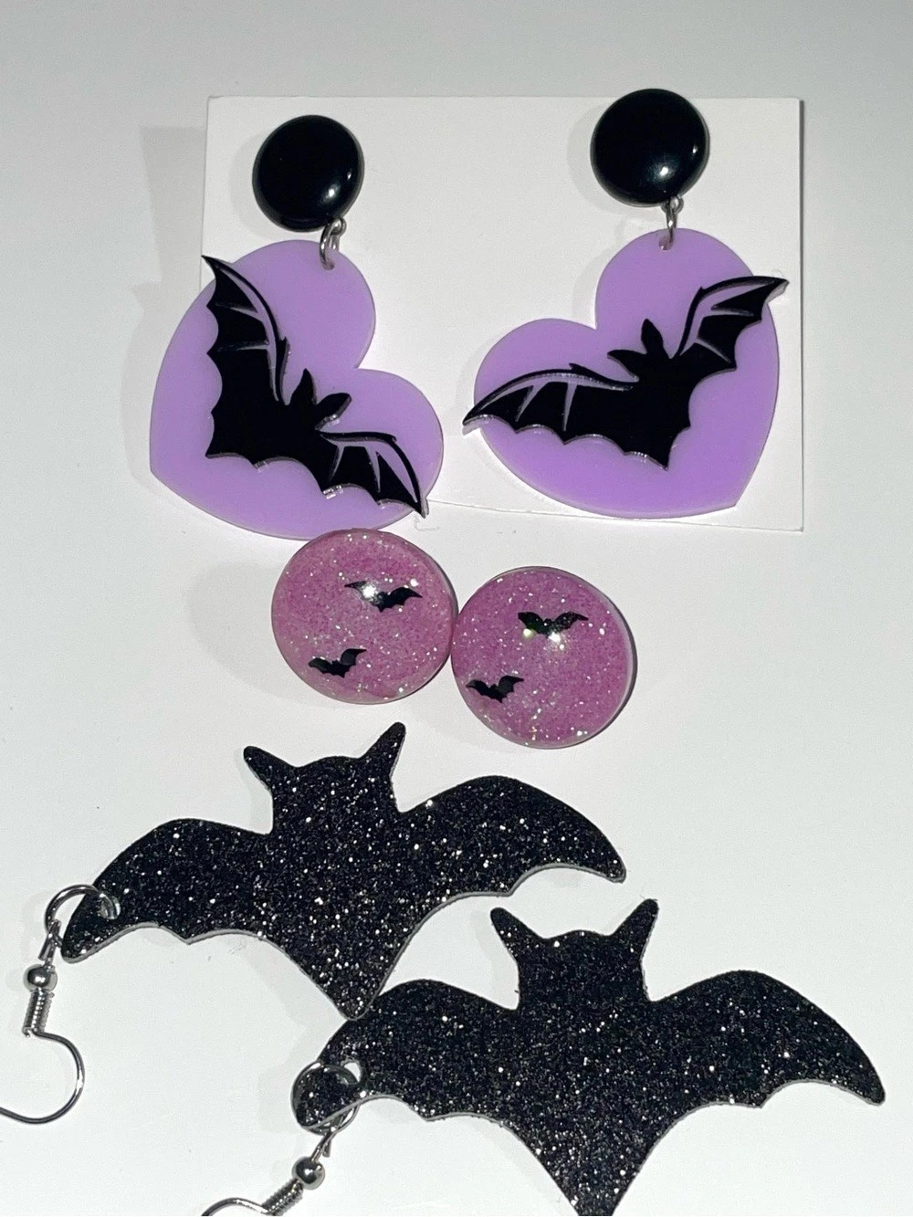 Purple Bat Halloween Earrings Bundle